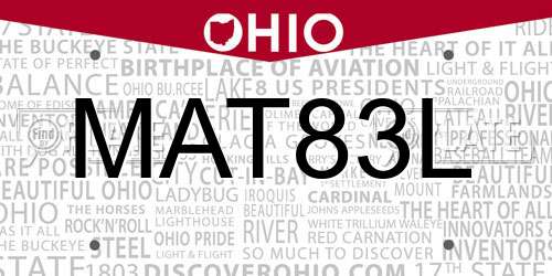 MAT83L Ohio License Plate