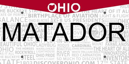 MATADOR Ohio License Plate