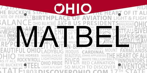 MATBEL Ohio License Plate