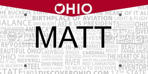 MATT Ohio License Plate