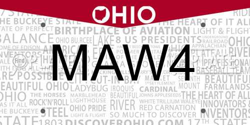 MAW4 Ohio License Plate