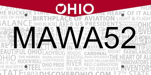 MAWA52 Ohio License Plate
