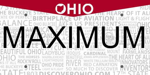 MAXIMUM Ohio License Plate