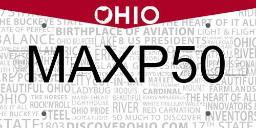 MAXP50 Ohio License Plate