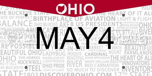 MAY4 Ohio License Plate