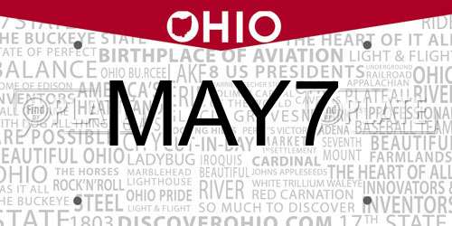 MAY7 Ohio License Plate