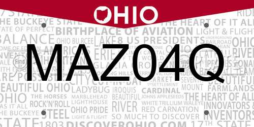 MAZ04Q Ohio License Plate