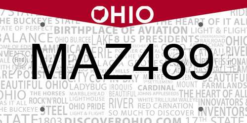MAZ489 Ohio License Plate