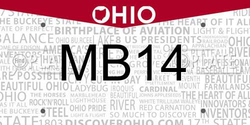 MB14 Ohio License Plate