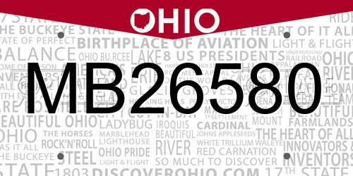 MB26580 Ohio License Plate