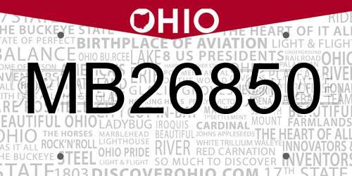 MB26850 Ohio License Plate