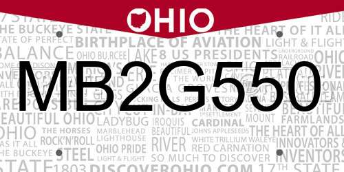 MB2G550 Ohio License Plate