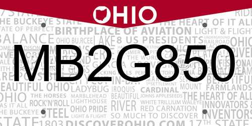 MB2G850 Ohio License Plate