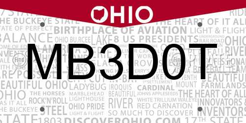 MB3D0T Ohio License Plate