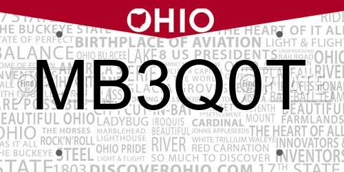 MB3Q0T Ohio License Plate