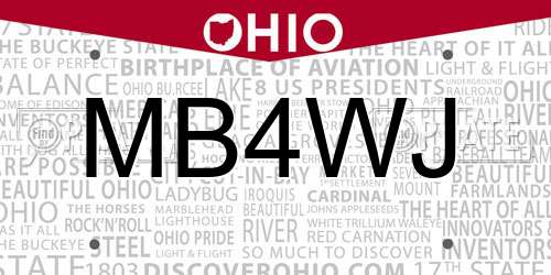 MB4WJ Ohio License Plate