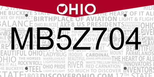 MB5Z704 Ohio License Plate
