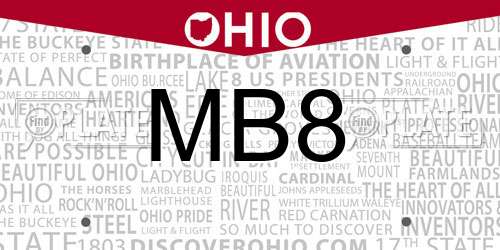 MB8 Ohio License Plate