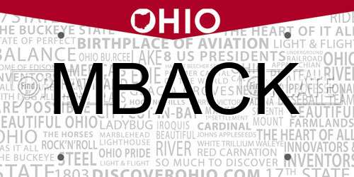MBACK Ohio License Plate