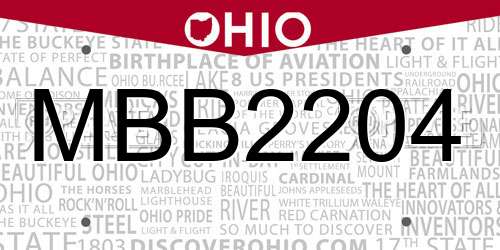 MBB2204 Ohio License Plate