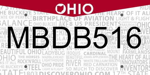 MBDB516 Ohio License Plate