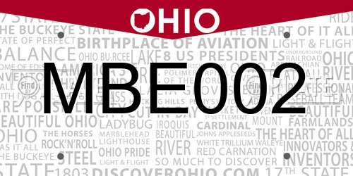 MBE002 Ohio License Plate