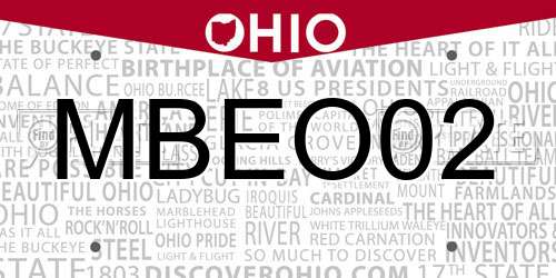 MBEO02 Ohio License Plate