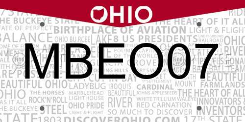 MBEO07 Ohio License Plate