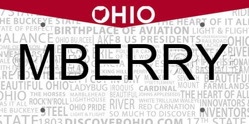 MBERRY Ohio License Plate