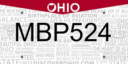 MBP524 Ohio License Plate