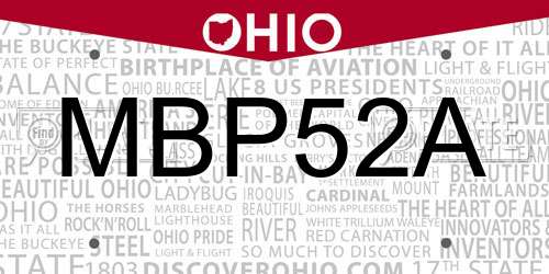 MBP52A Ohio License Plate