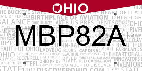 MBP82A Ohio License Plate