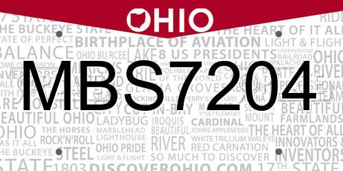 MBS7204 Ohio License Plate