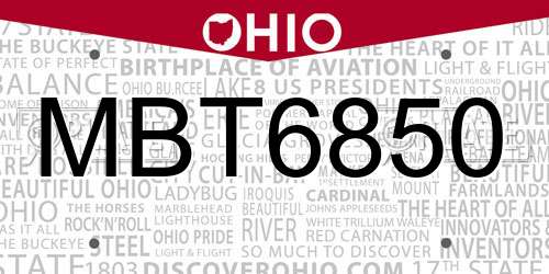 MBT6850 Ohio License Plate