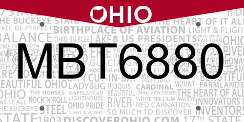 MBT6880 Ohio License Plate