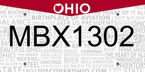 MBX1302 Ohio License Plate