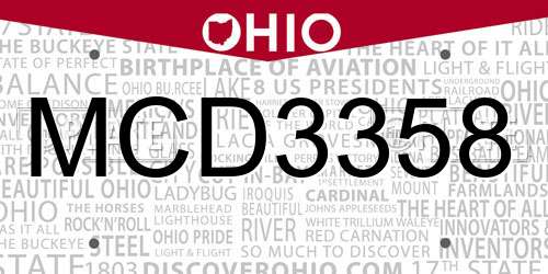 MCD3358 Ohio License Plate