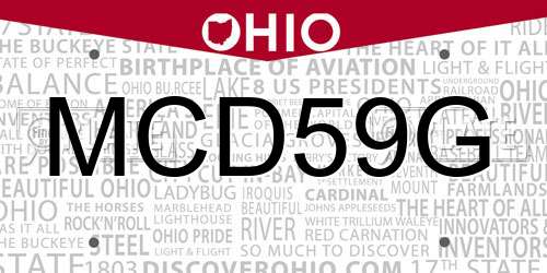 MCD59G Ohio License Plate