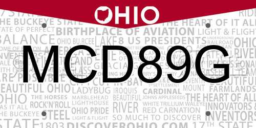 MCD89G Ohio License Plate