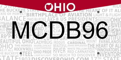 MCDB96 Ohio License Plate