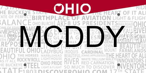 MCDDY Ohio License Plate