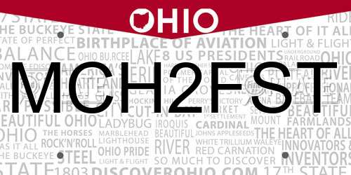 MCH2FST Ohio License Plate