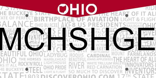 MCHSHGE Ohio License Plate