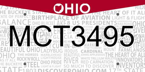 MCT3495 Ohio License Plate