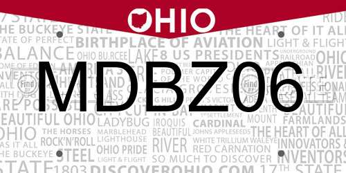 MDBZ06 Ohio License Plate