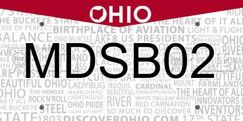 MDSB02 Ohio License Plate
