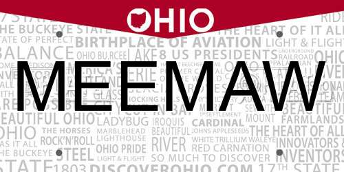 MEEMAW Ohio License Plate
