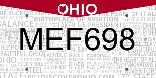 MEF698 Ohio License Plate