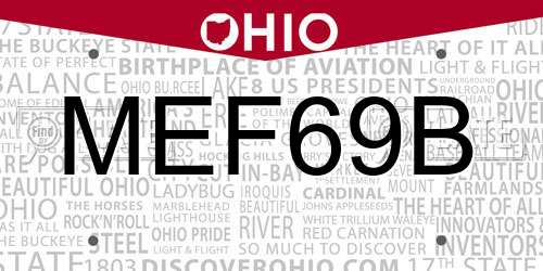 MEF69B Ohio License Plate
