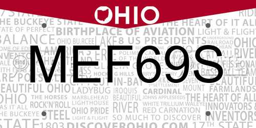 MEF69S Ohio License Plate